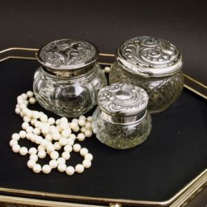 Vintage glass pots with silver lids - www.myLusciousLife.com.jpg